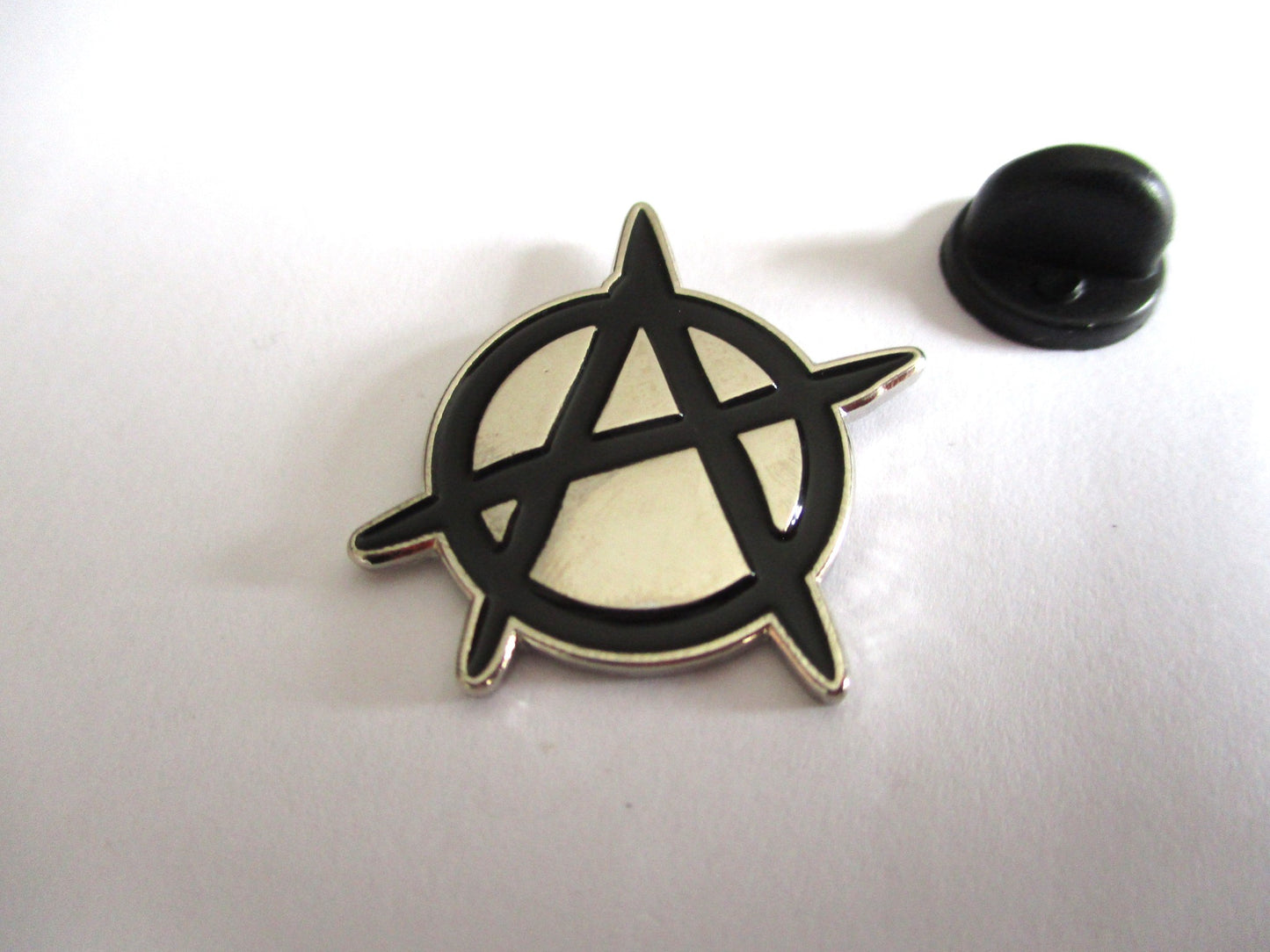 ANARCHY anarcho punk metal badge (silver)