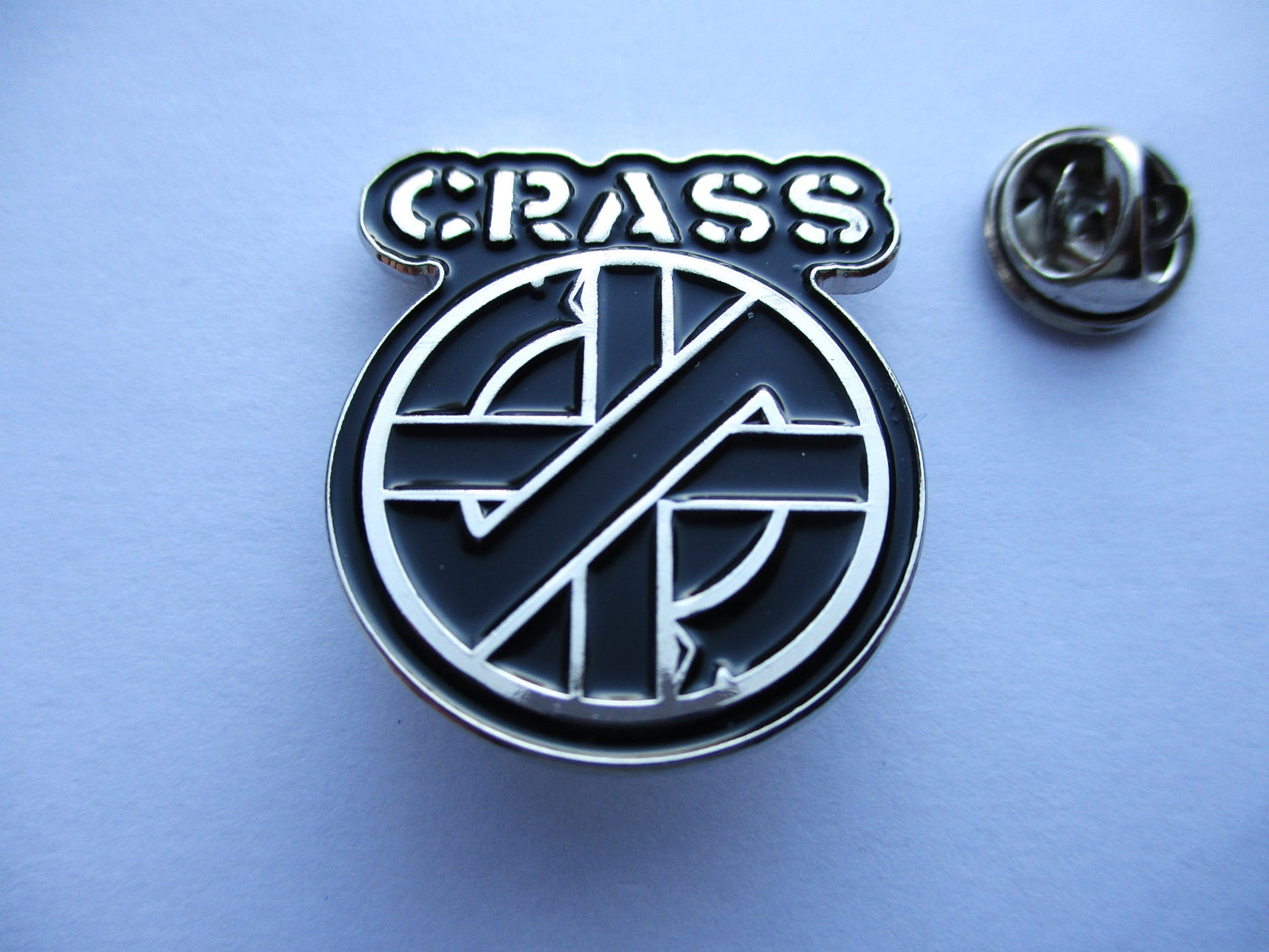 CRASS anarcho PUNK METAL BADGE (logo/serpent)
