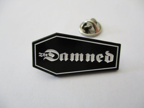 THE DAMNED PUNK METAL BADGE coffin