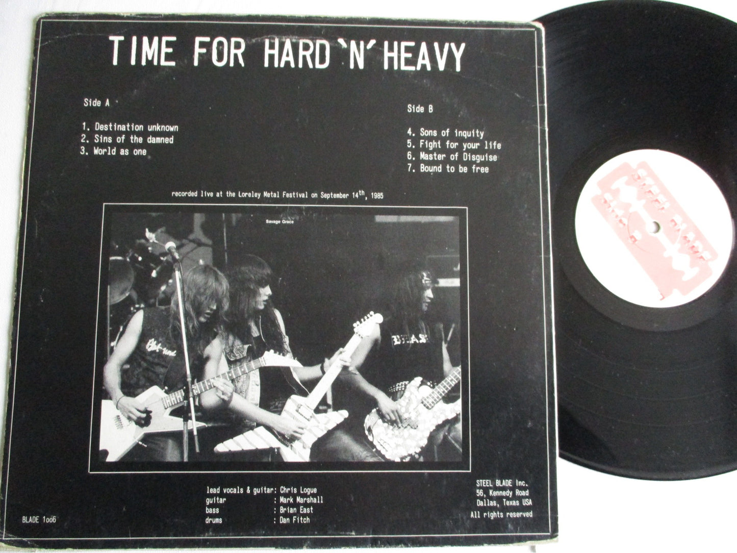 SAVAGE GRACE time for hard n heavy LP F VG
