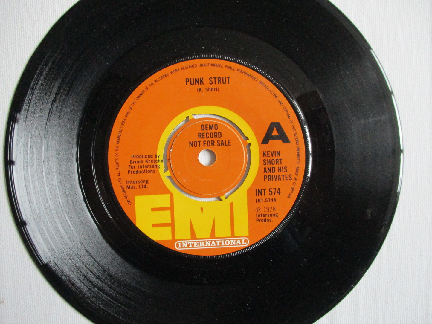 KEVIN SHORT & HIS PRIVATES - punk strut 7" DEMO -/VG