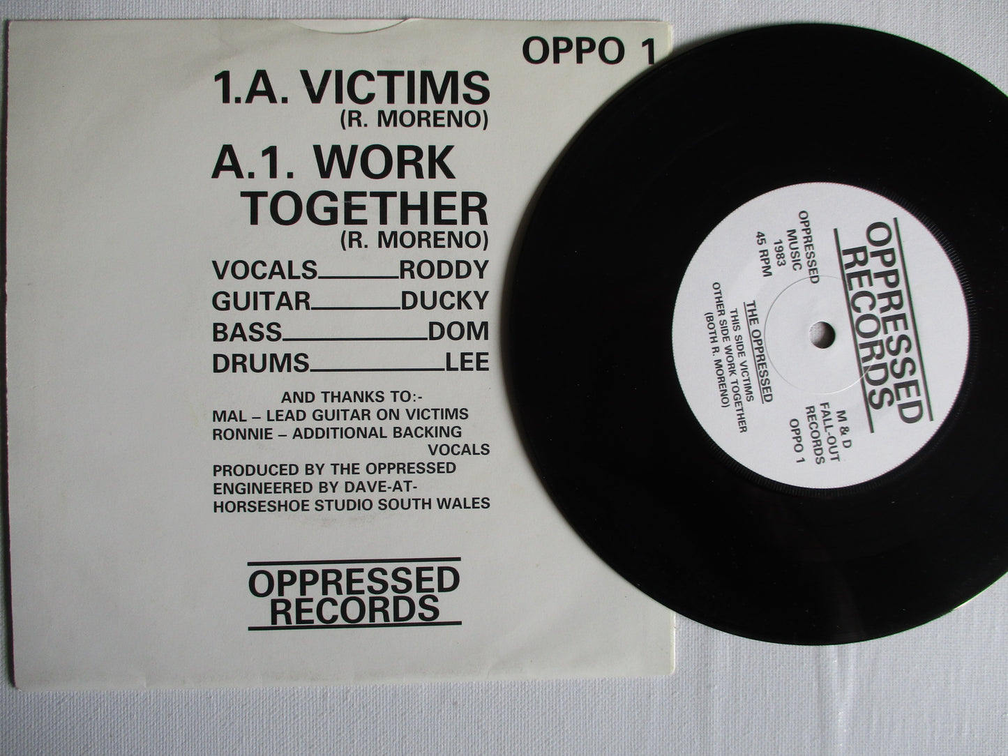 THE OPPRESSED victims/work together 7" EX EX