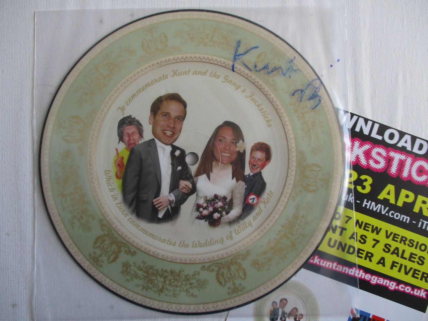 KUNT & THE GANG fucksticks 7" pic disc - /EX signed