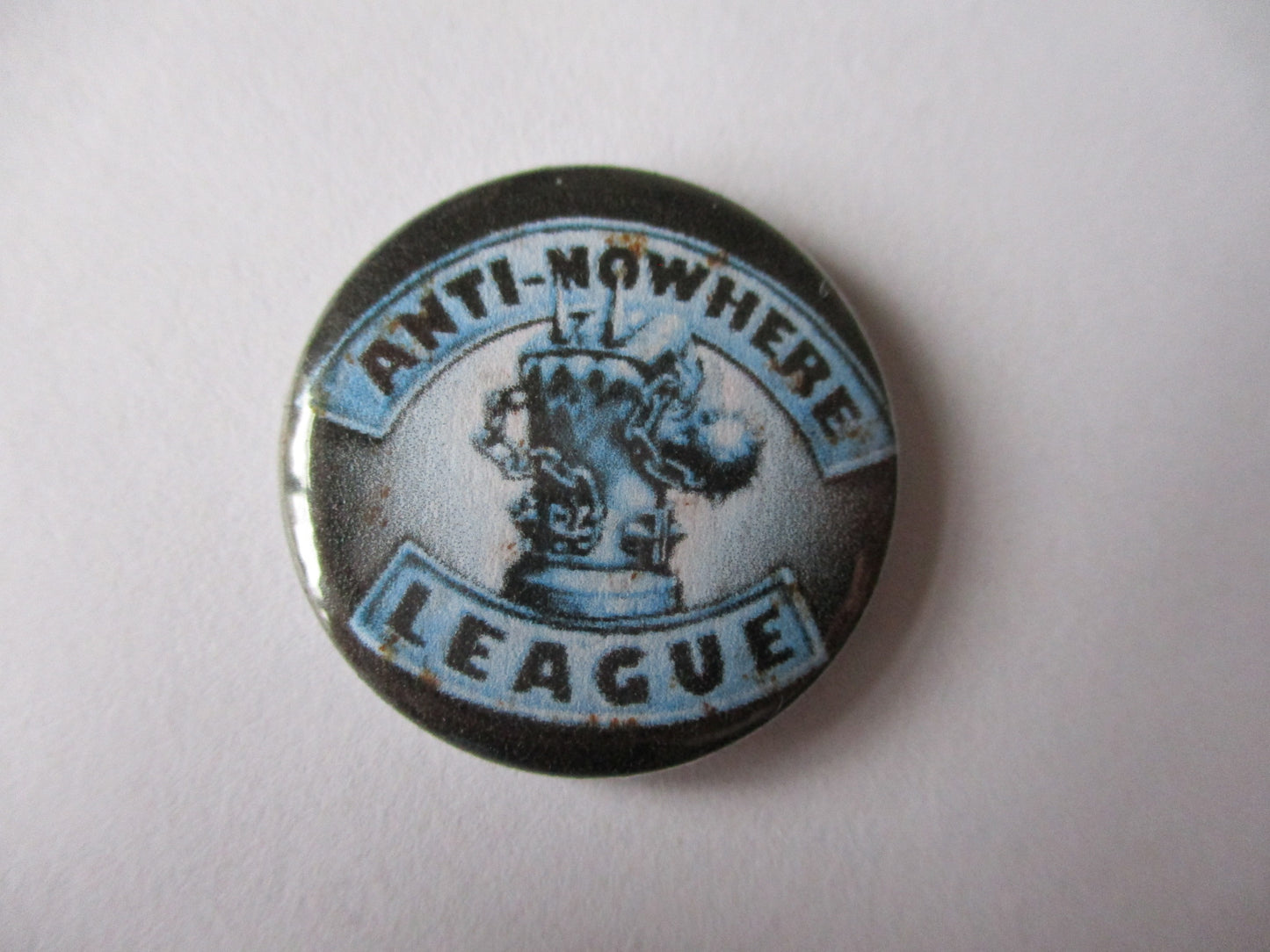 ANTI NOWHERE LEAGUE punk badge (blue logo , 1 only)