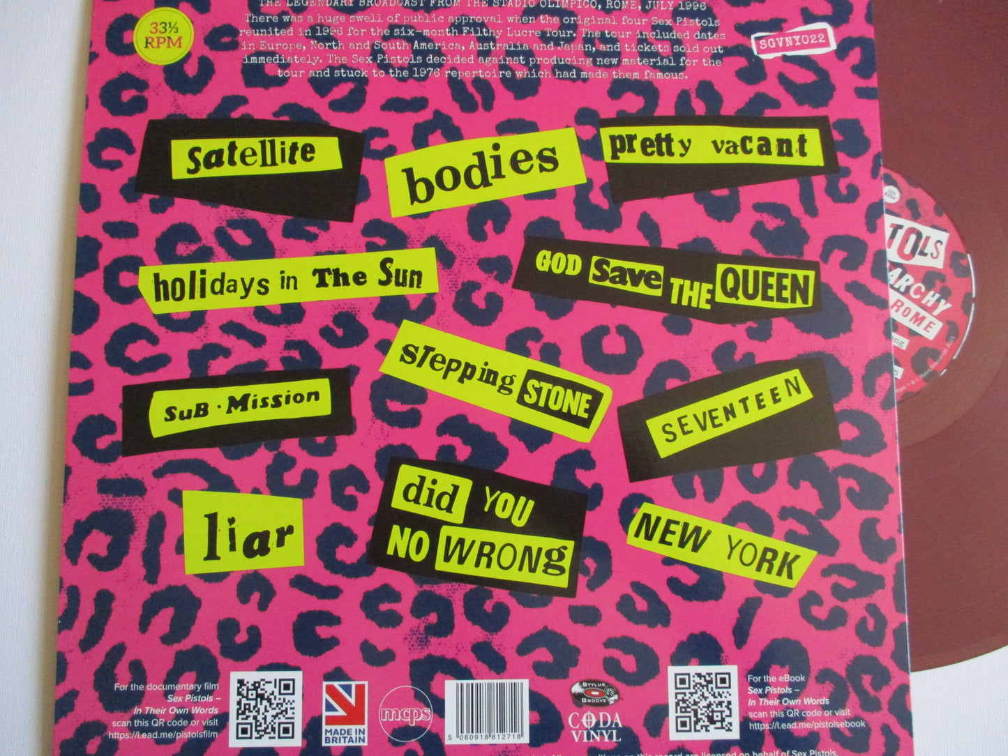 SEX PISTOLS anarchy in rome LP (Ltd Marble vinyl)
