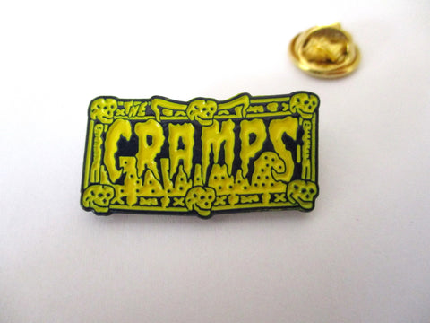 THE CRAMPS psychobilly PUNK METAL BADGE (blue/yellow)