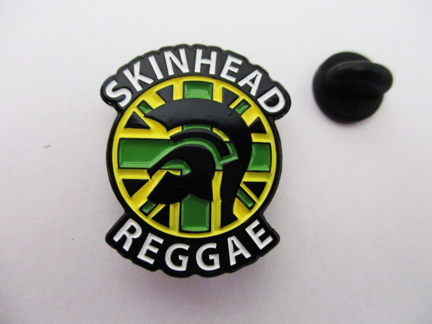 SKINHEAD REGGAE SKA METAL BADGE (black, embossed)