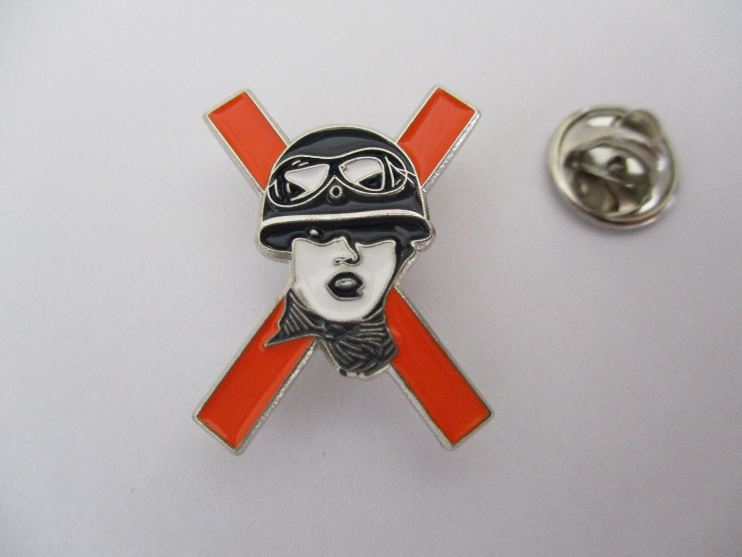 XRAYSPEX polystyrene PUNK METAL BADGE orange