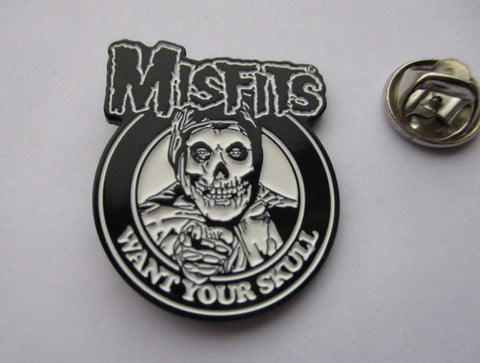 THE MISFITS want your skull large HORROR PUNK METAL BADGE