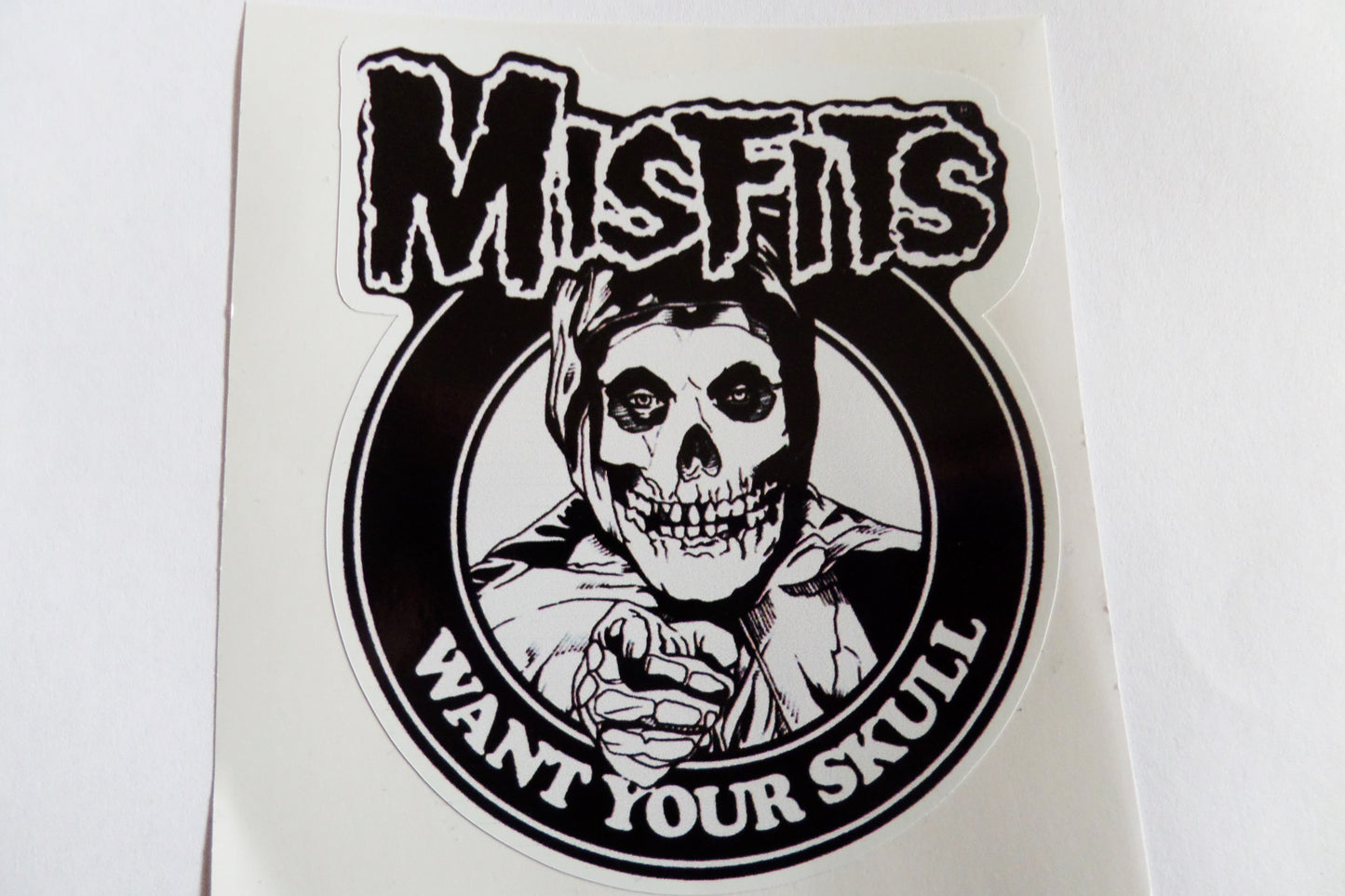 THE MISFITS want your skull large SHAPED PUNK VINYL STICKER