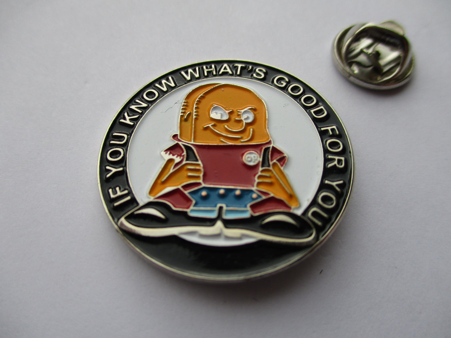 WEETABIX SKIN white OI! PUNK METAL BADGE