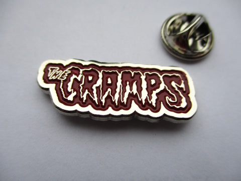 THE CRAMPS logo psychobilly punk METAL BADGE (blood red)