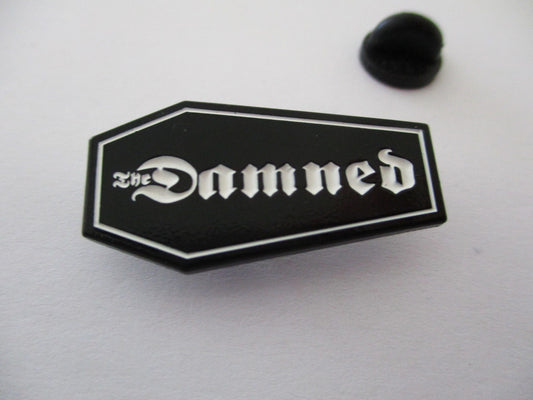 THE DAMNED PUNK METAL BADGE coffin