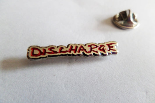 DISCHARGE logo punk metal badge (rare red version)