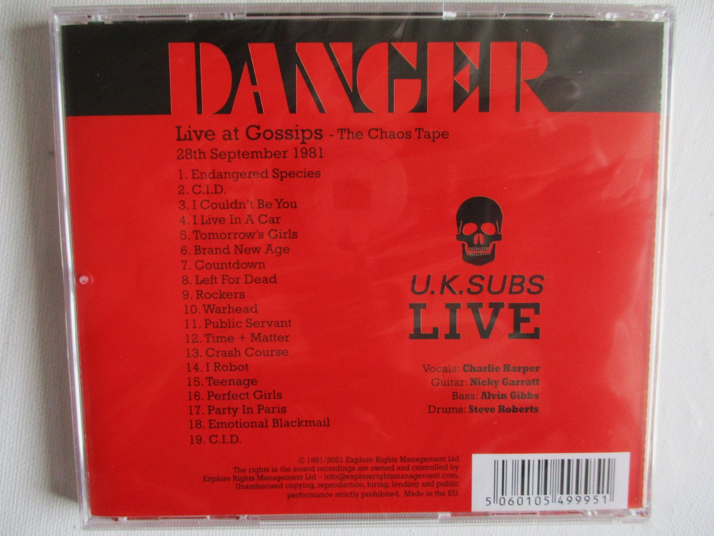 UK SUBS danger live CD