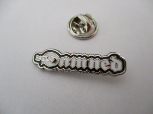 THE DAMNED logo PUNK METAL BADGE (silver/b&w) last one
