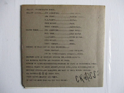 CRASS reality asylum 7" ORIG  VG+ VG