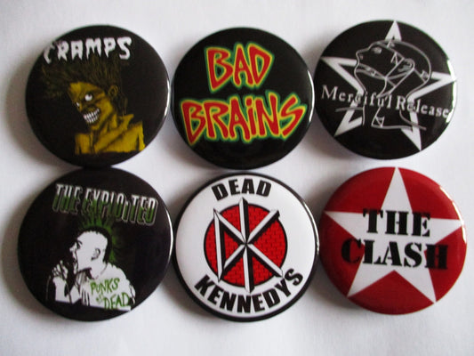 XL punk badges SALE £1.50ea (various bands)