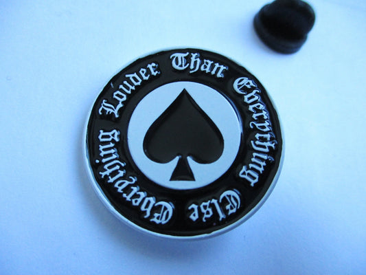 MOTORHEAD everything louder PUNK METAL BADGE (B&W)