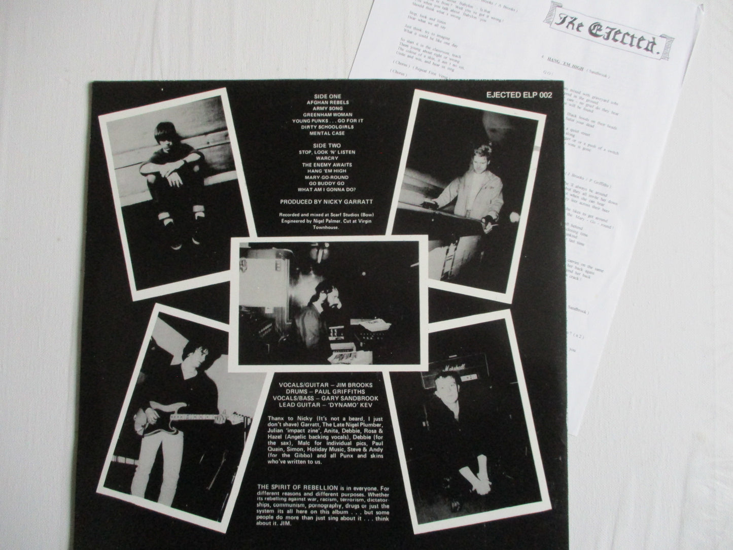 THE EJECTED spirit of rebellion LP G+ EX + insert