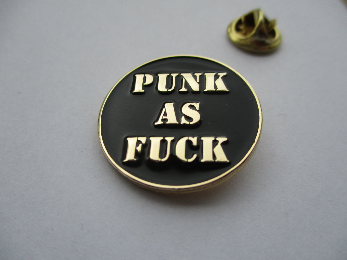 PUNK AS FUCK punk metal badge (gold)