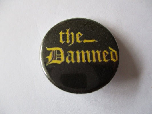 THE DAMNED yellow logo punk badge
