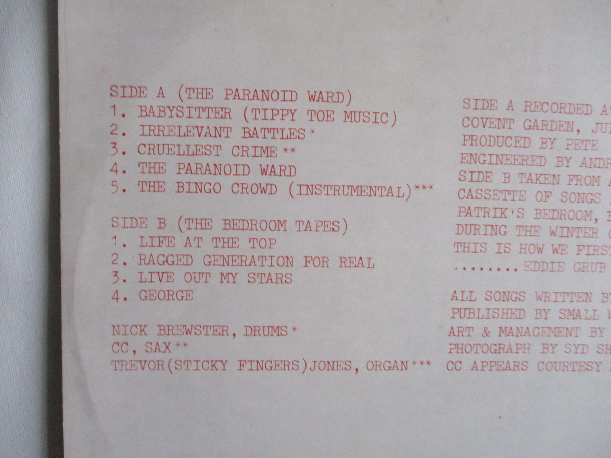 PATRIK FITZGERALD the paranoid ward 12" EP VG+ F+