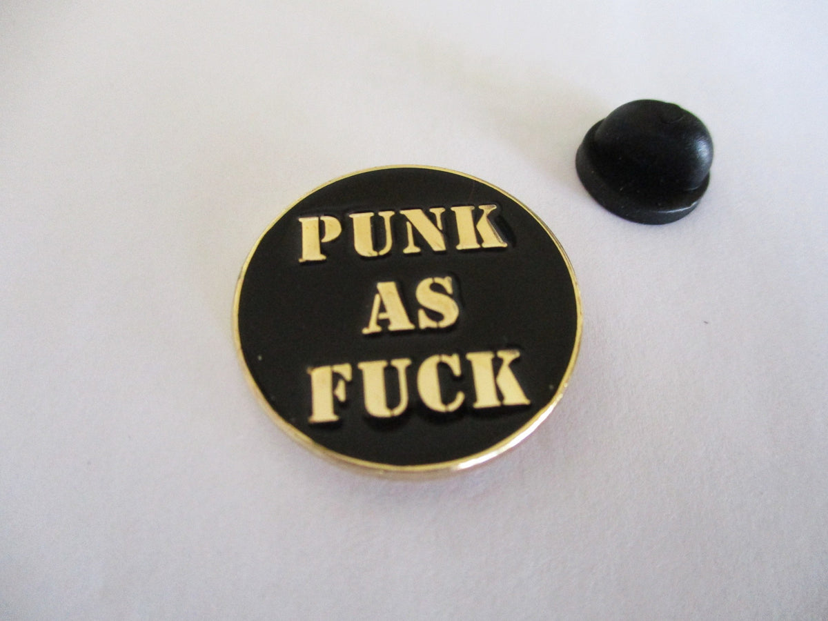 PUNK AS FUCK punk metal badge (gold)