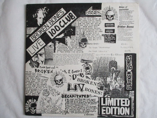 BROKEN BONES live at the 100 club LP VG EX