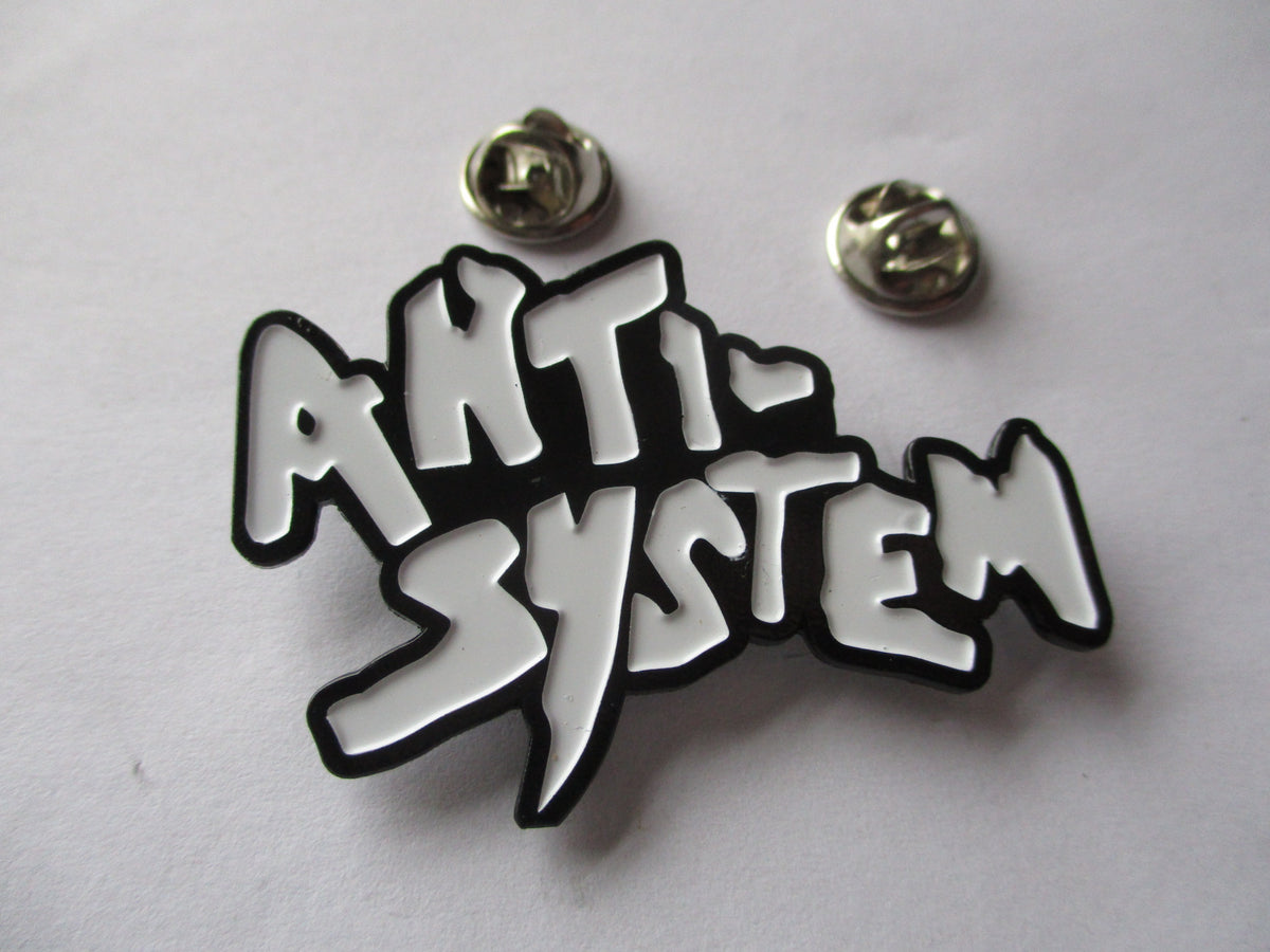 ANTI SYSTEM hardcore punk metal badge . XL size