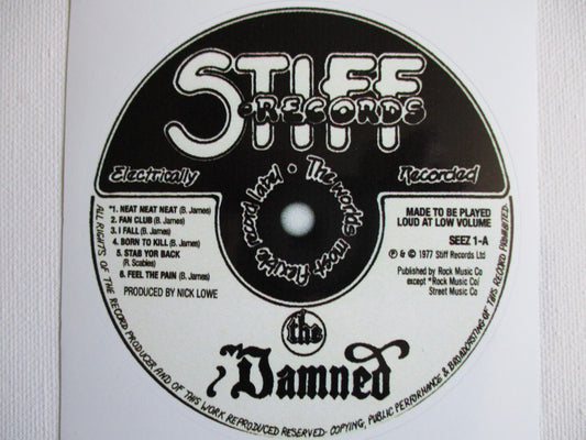 THE DAMNED large PUNK VINYL STICKER stiff label
