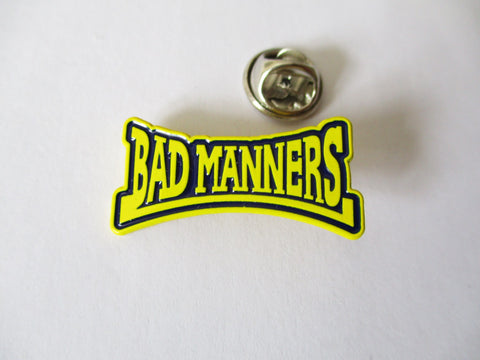 BAD MANNERS logo SKA METAL BADGE (yellow)