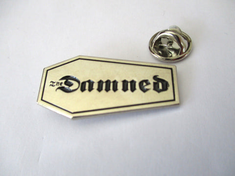 THE DAMNED PUNK METAL BADGE coffin