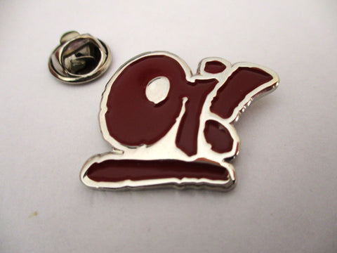 OI! bold skinhead METAL BADGE (dk red)