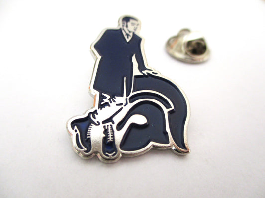 TROJAN SKIN reggae ska metal badge (dk blue)