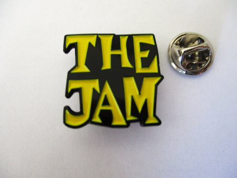 THE JAM logo MOD PUNK METAL BADGE (black/yellow)