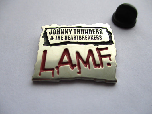 JOHNNY THUNDERS silver PUNK METAL BADGE