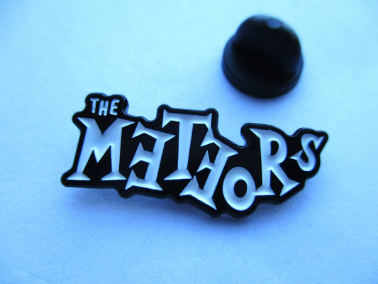 THE METEORS psychobilly PUNK METAL BADGE b&w