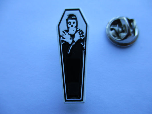 THE MISFITS horror business PUNK METAL BADGE b&w
