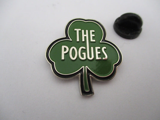 THE POGUES shamrock FOLK PUNK METAL BADGE (green)