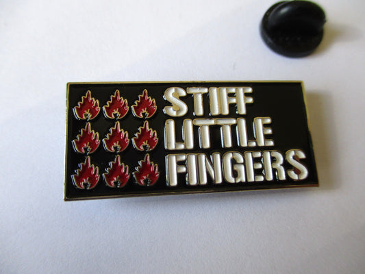 STIFF LITTLE FINGERS inflammable material PUNK METAL BADGE - Savage Amusement