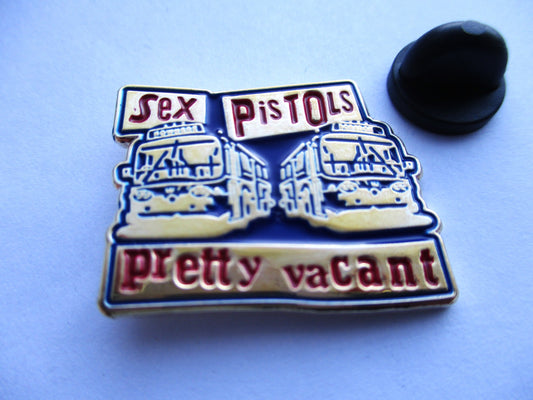 SEX PISTOLS pretty vacant punk metal badge (gold)