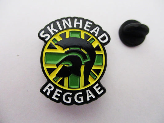 SKINHEAD REGGAE SKA METAL BADGE (black, embossed)