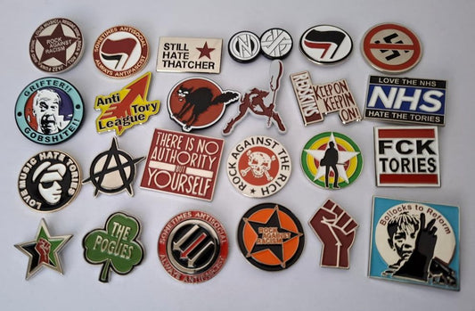 REBEL MERCH METAL BADGES - Buy 4 for £10