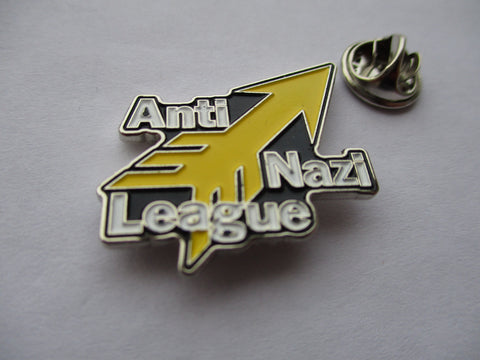 ANTI-NAZI-LEAGUE (black) shaped PUNK METAL BADGE last one