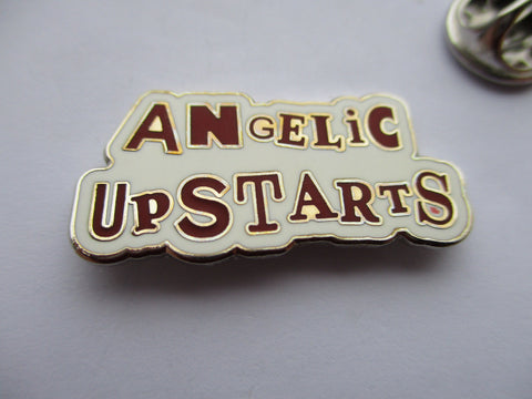 ANGELIC UPSTARTS red/white logo PUNK METAL BADGE - last one