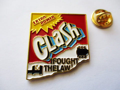 THE CLASH i fought the law PUNK METAL BADGE (gold)