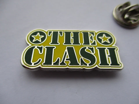 THE CLASH green/yellow logo PUNK METAL BADGE last few