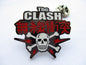 THE CLASH shaped oriental logo black PUNK METAL BADGE