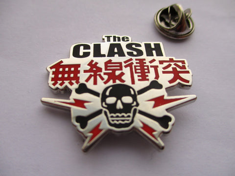 THE CLASH oriental logo (silver) PUNK METAL BADGE